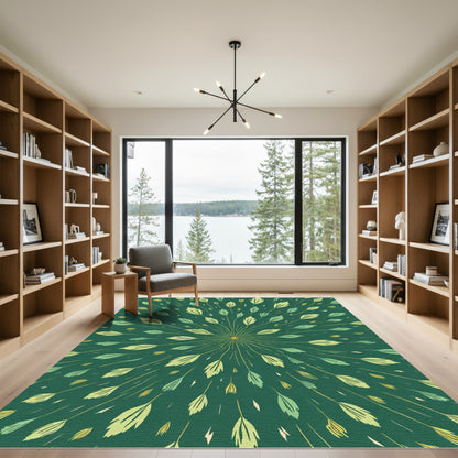 Emerald Green Floral Burst Rug