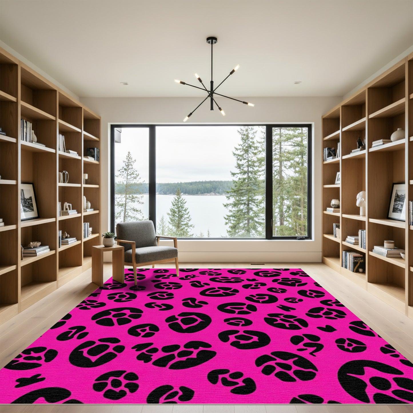 Hot Pink Black Animal Spots Rug
