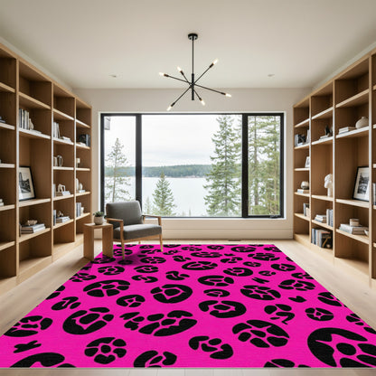 Hot Pink Black Animal Spots Rug