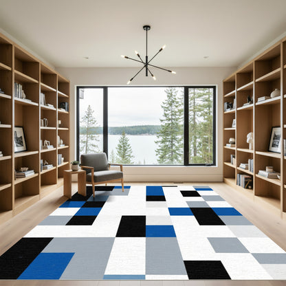 Geometric Monochrome Block Rug