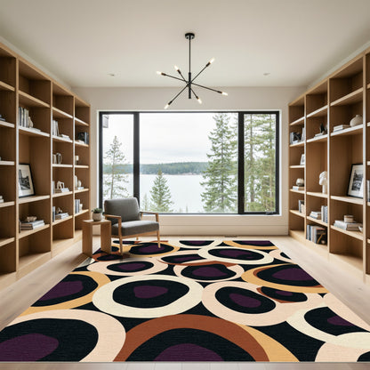 Abstract Earthy Tone Organic Circles Rug
