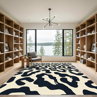 Cream and Black Leopard Spot Rug