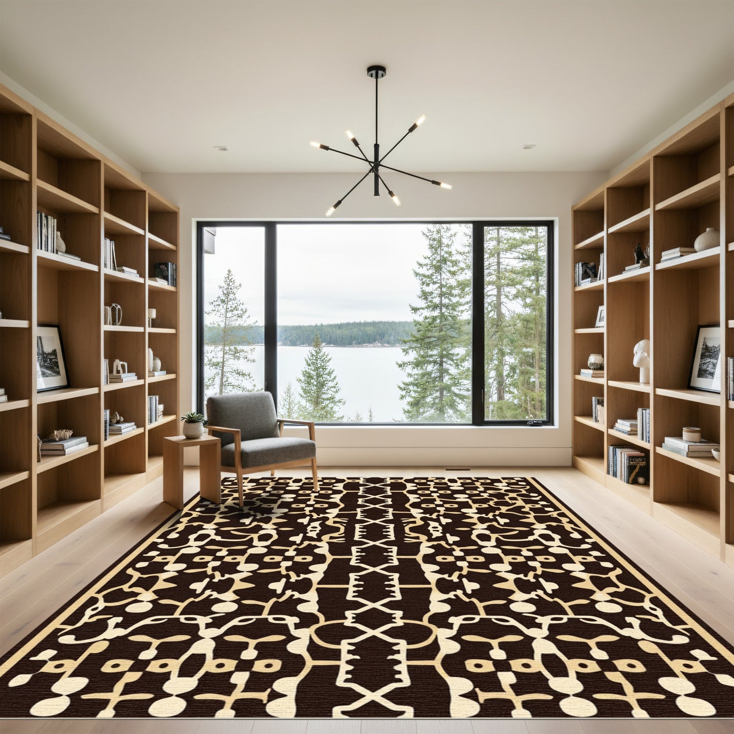 Tribal Black Cream Abstract Organic Rug