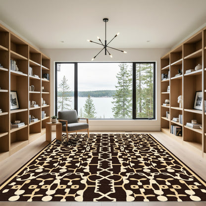 Tribal Black Cream Abstract Organic Rug