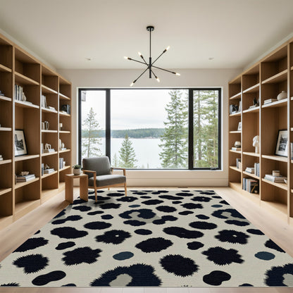 Textured Black Spotted Leopard Rug