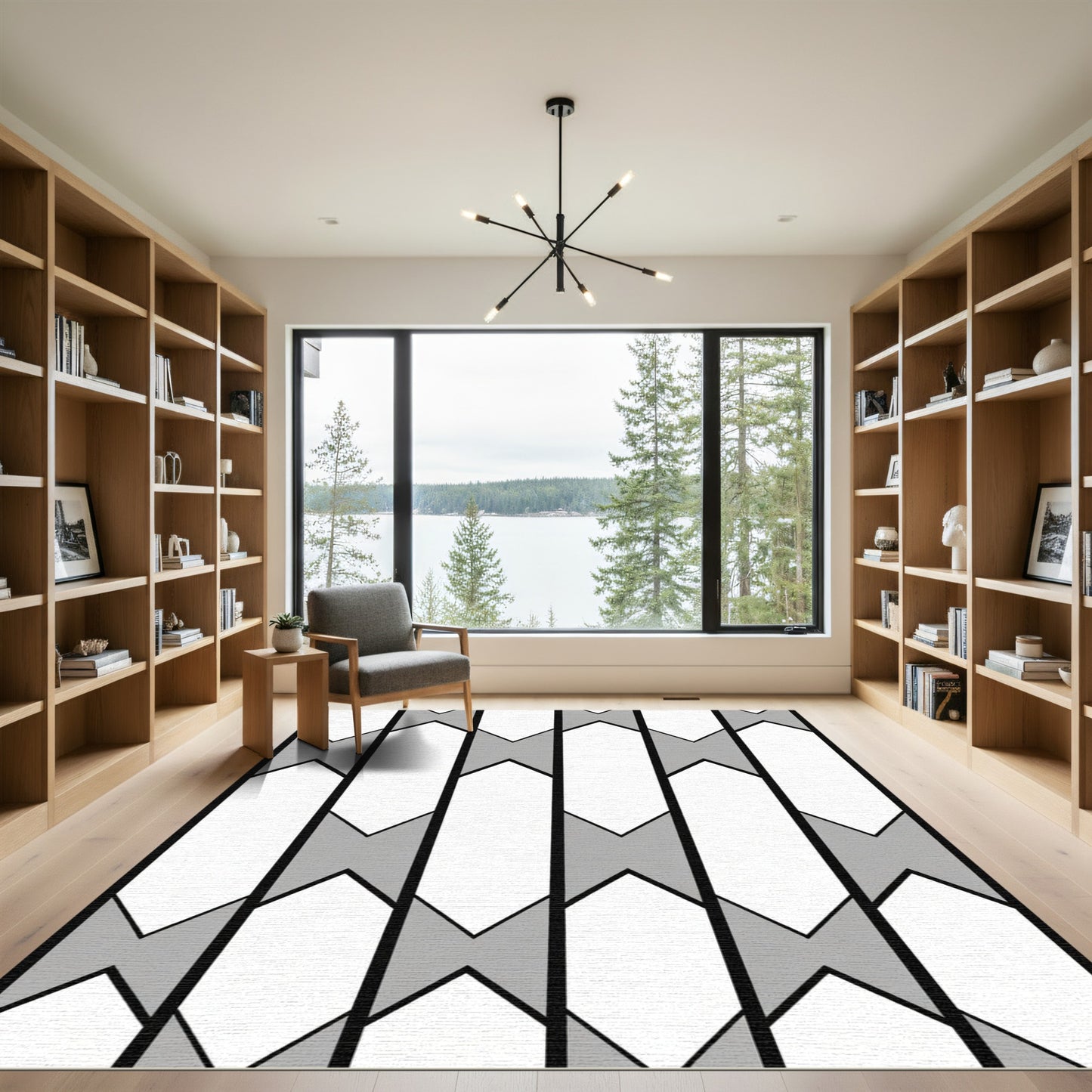 Monochromatic Vertical Chevron Block Rug