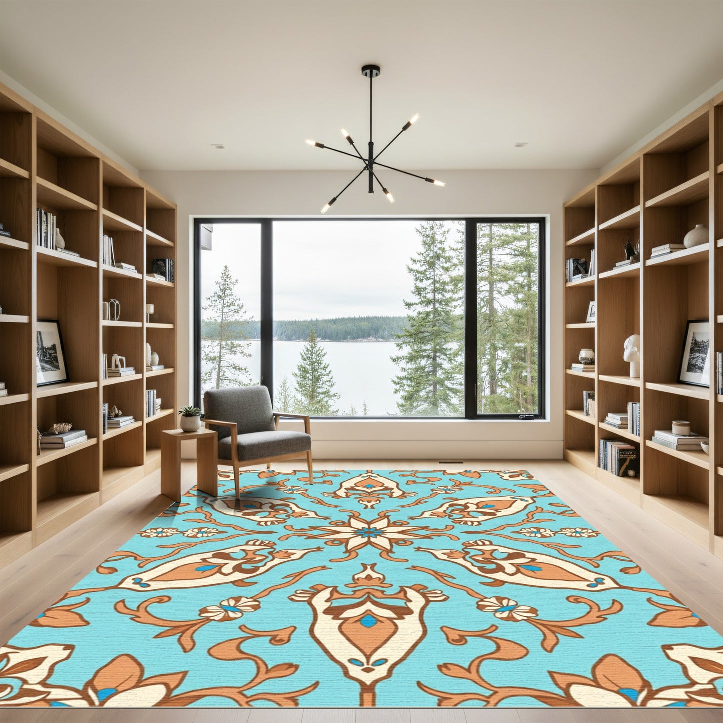 Azure Orange Floral Paisley Medallion Rug