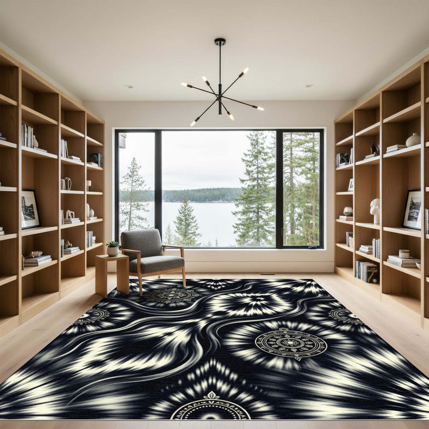 Monochromatic Tie Dye Mandala Flair Rug