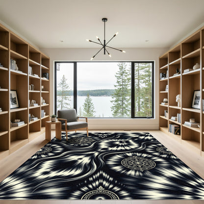 Monochromatic Tie Dye Mandala Flair Rug