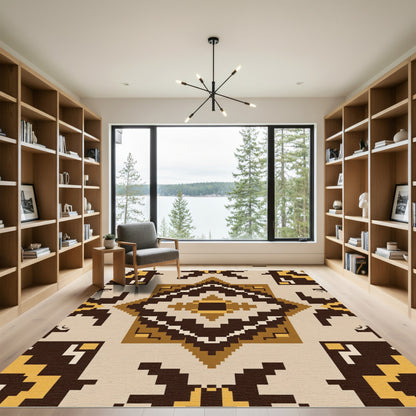 Terracotta Earth Diamond Geometric Rug