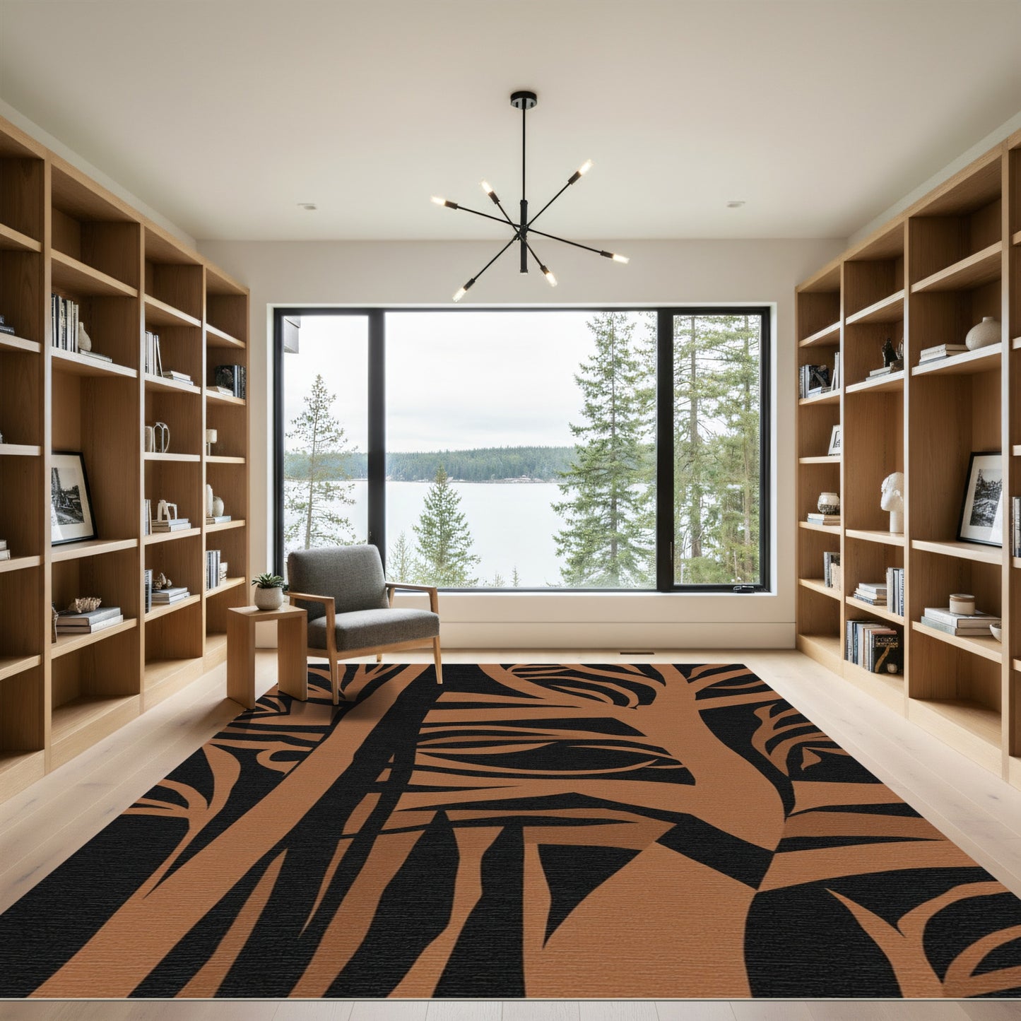 Terra Cotta Abstract Labyrinth Trees Rug