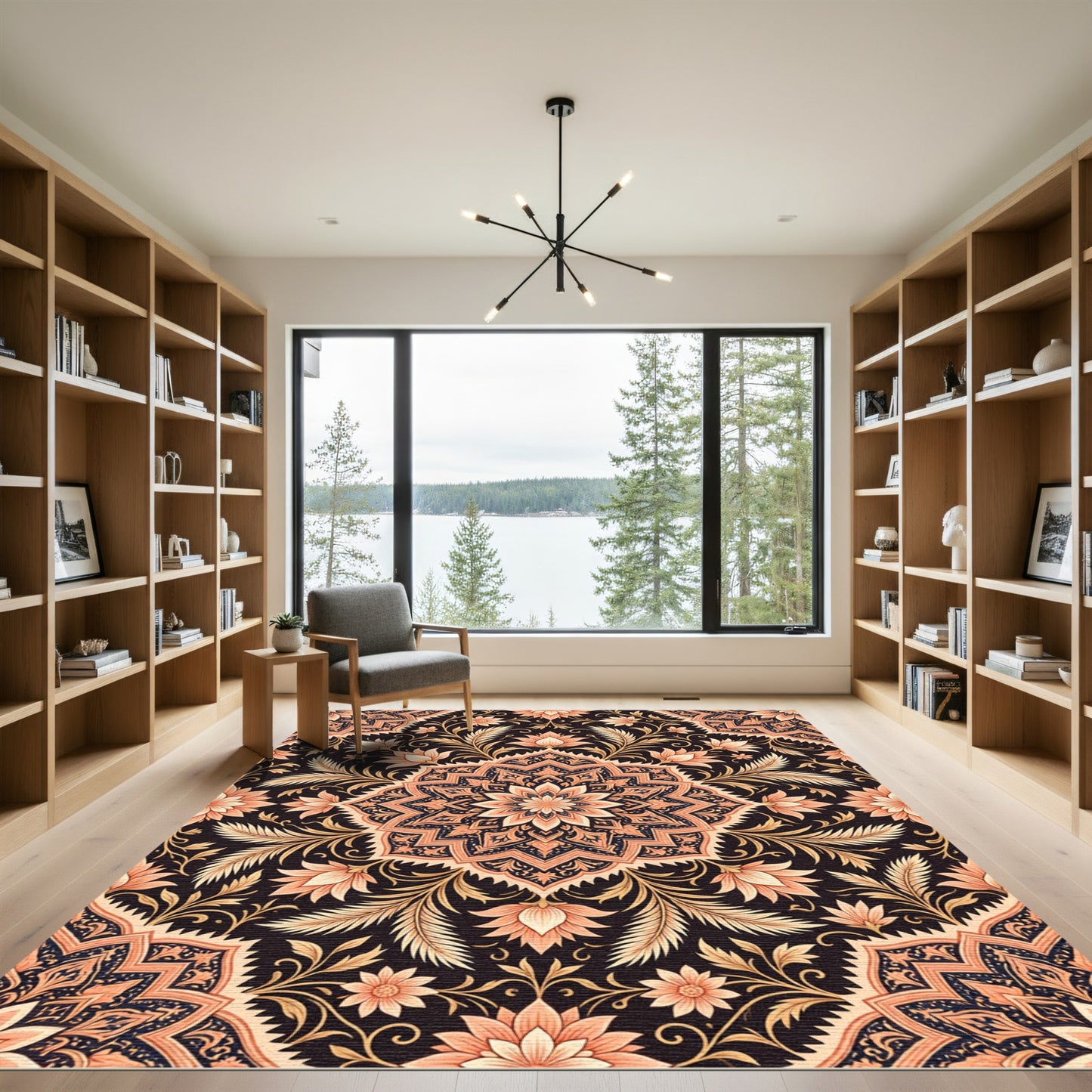 Coral Blossom Mandala Filigree Rug