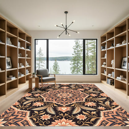 Coral Blossom Mandala Filigree Rug