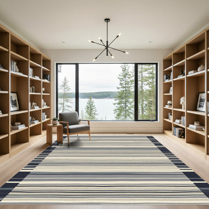 Gray Beige Horizontal Stripe Rug