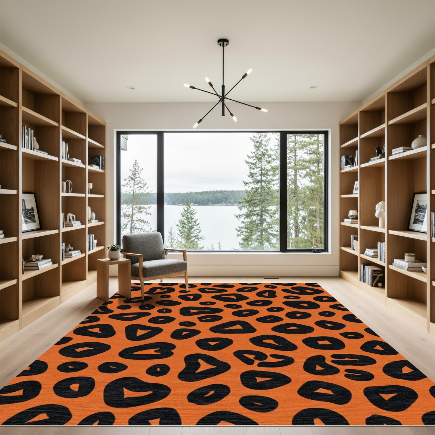 Bold Orange Black Animal Spots Rug