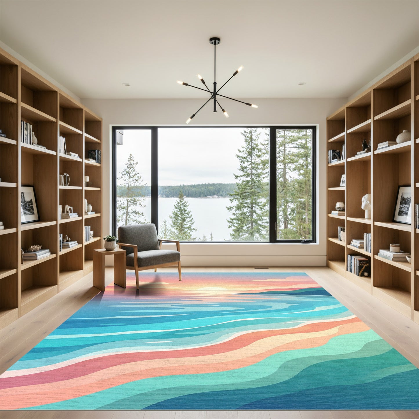 Sunset Ocean Horizon Gradient Wave Rug