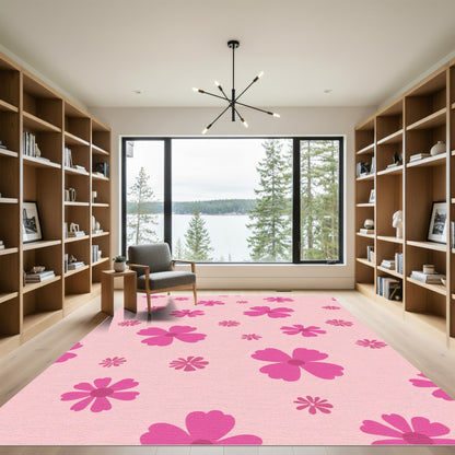 Pink Fuchsia Scattered Floral Rug