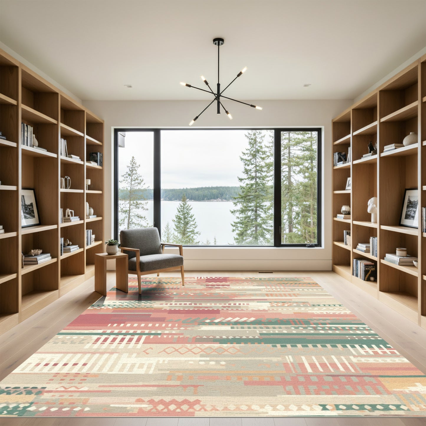 Abstract Collage Striped Pixel Rug