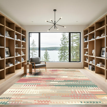 Abstract Collage Striped Pixel Rug