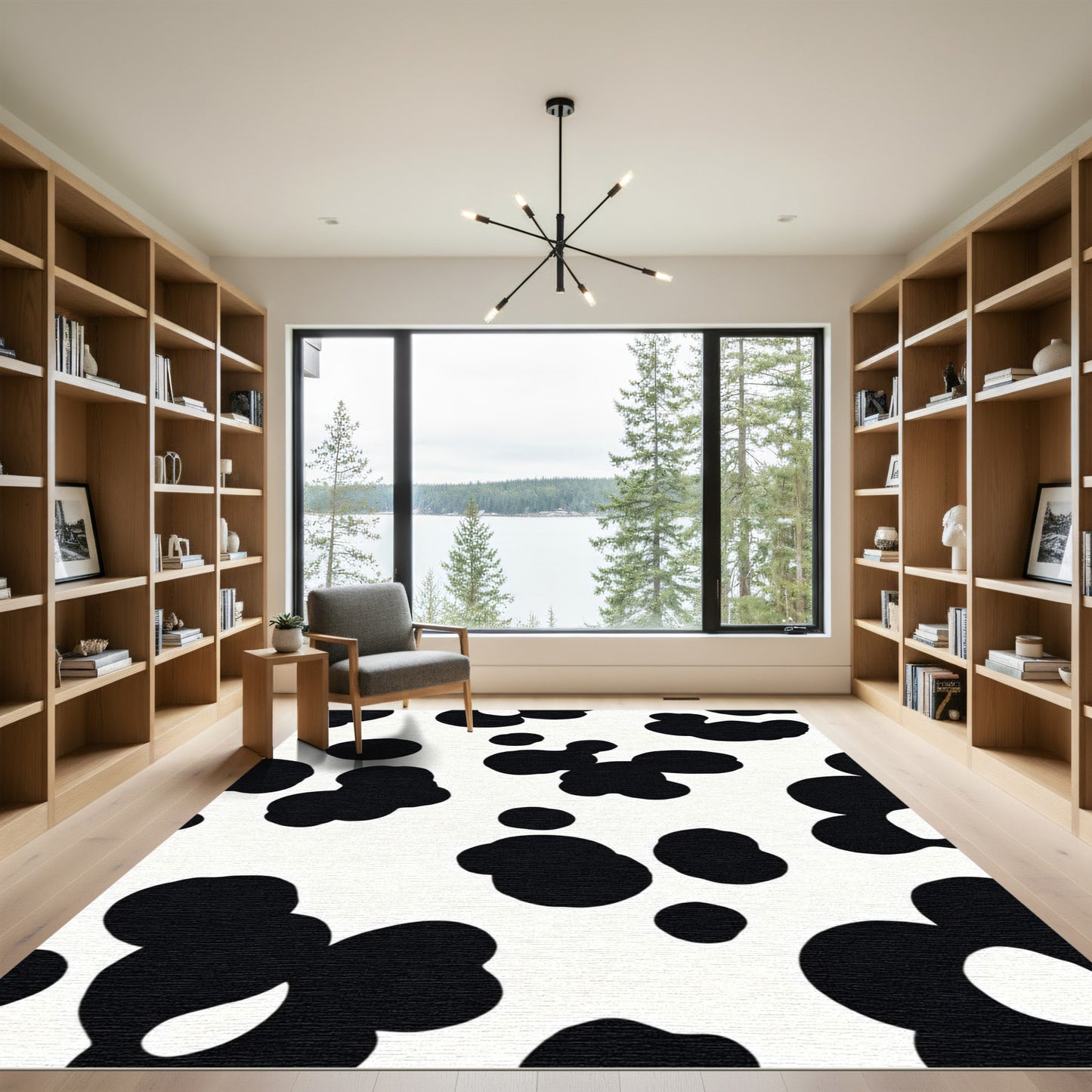 Bold Black White Spots Rug