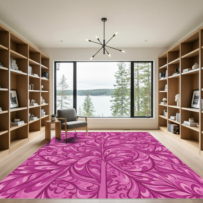 Vibrant Pink Swirling Floral Rug