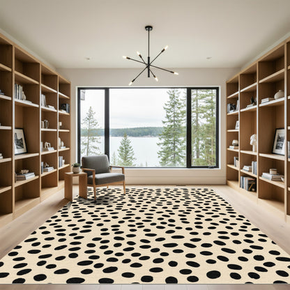 Minimalist Black Speckled Beige Rug