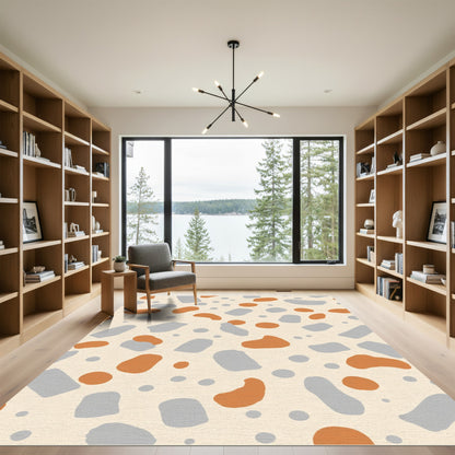 Contemporary Ochre Gray Pebble Scatter Rug