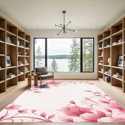 Pink Floral Swirl Garden Rug