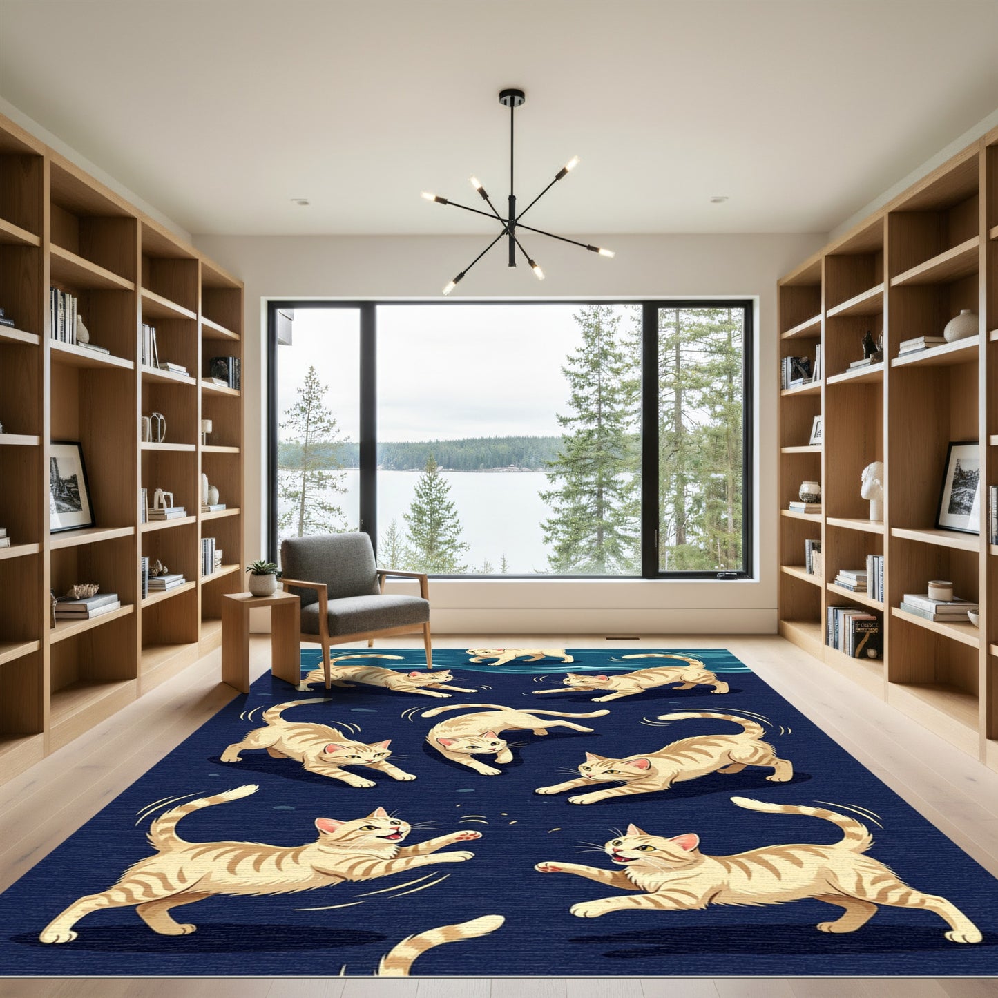 Whimsical Ginger Tabby Cats Playful Dance Rug