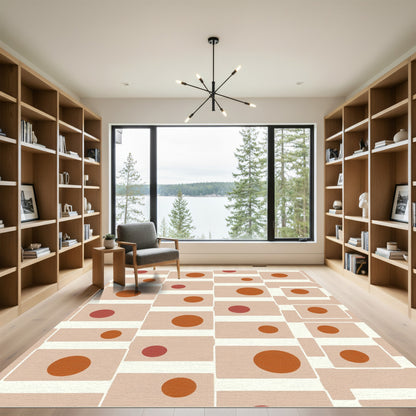 Earthy Tone Abstract Dot Rectangles Rug