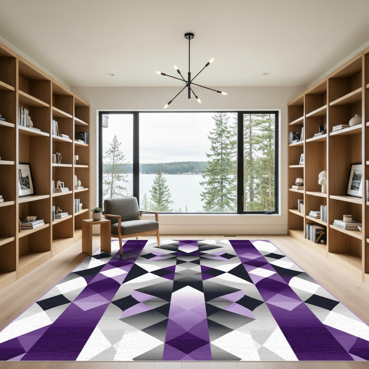 Amethyst Diamond Geometric Illusion Rug