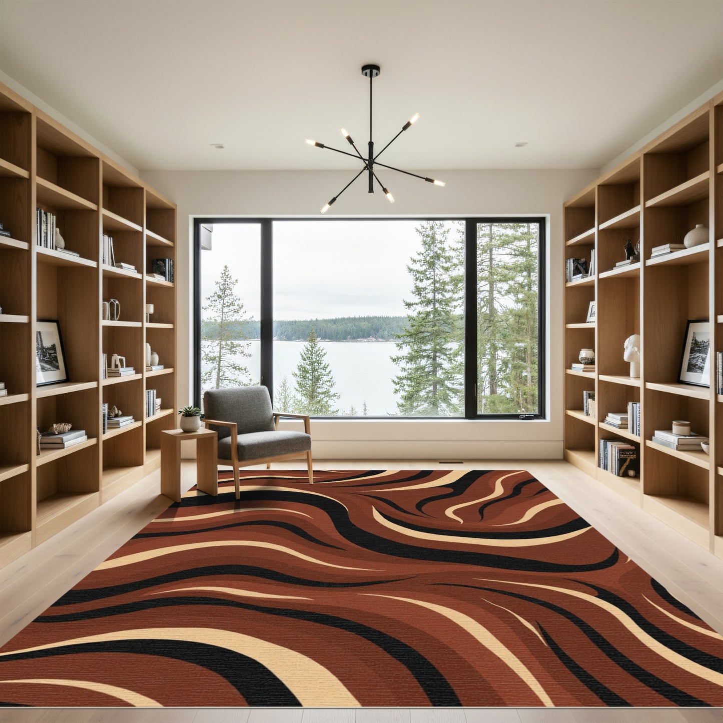 Earthy Waves Chocolate Tan Rug