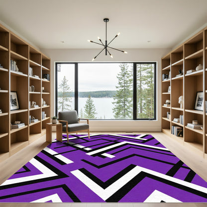 Vibrant Purple Geometric Chevron Rug