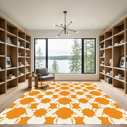Orange Bloom Allover Geometric Rug