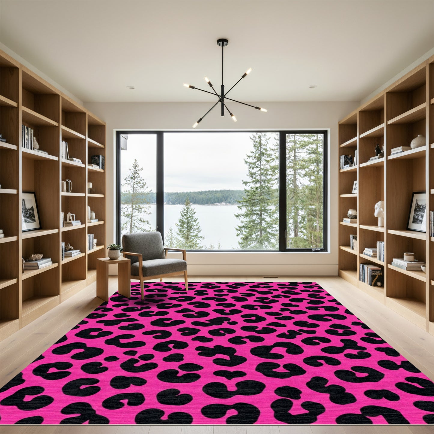 Bold Hot Pink Black Leopard Spot Rug