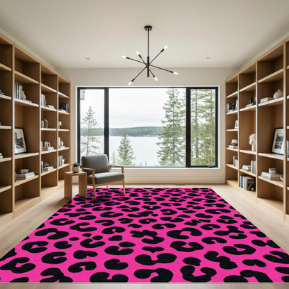 Bold Hot Pink Black Leopard Spot Rug