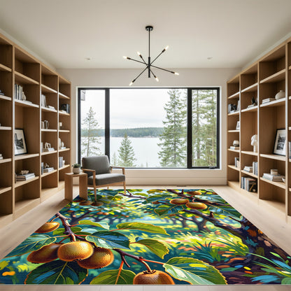 Sunlit Tropical Kiwi Fruit Orchard Rug