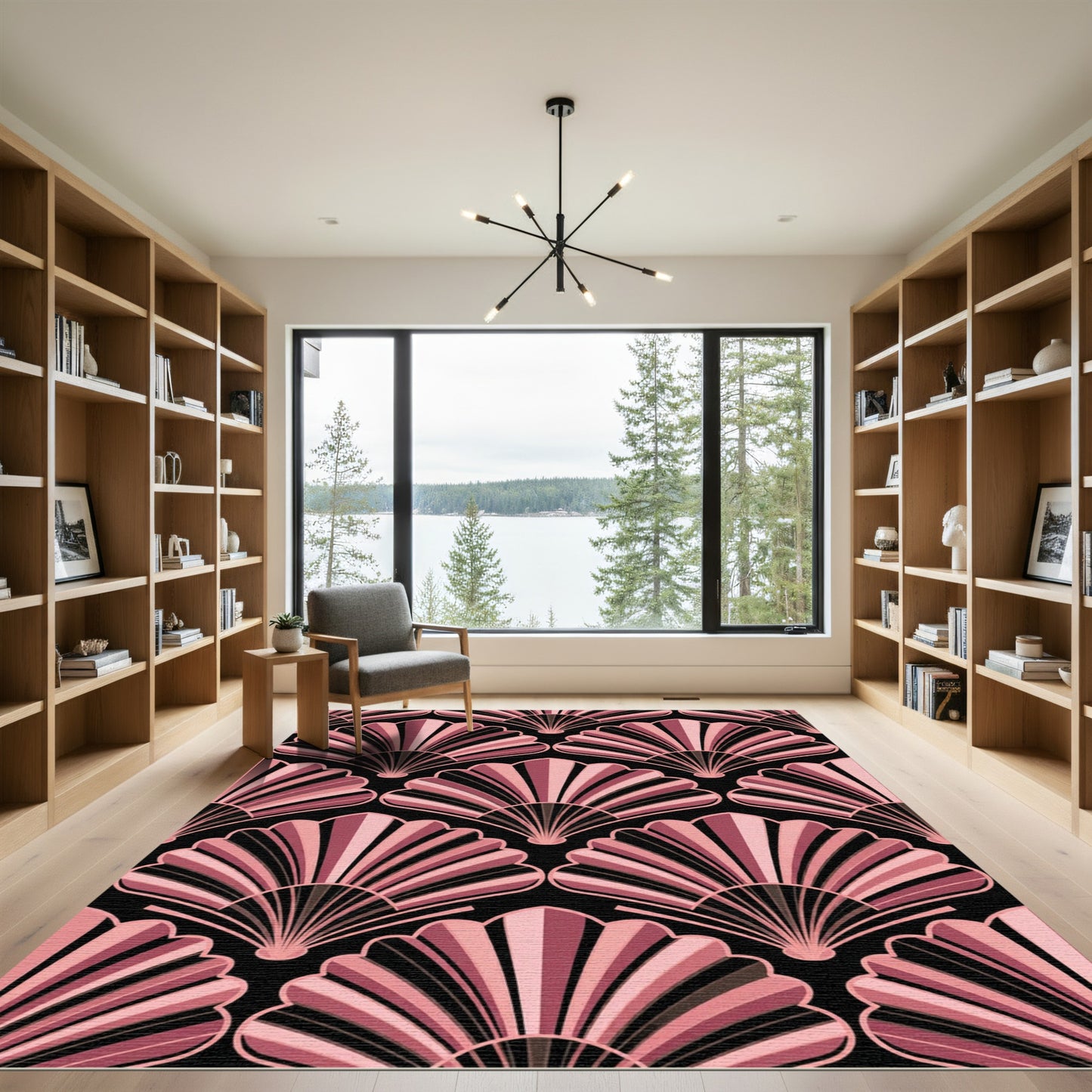 Art Deco Blush Shell Geometric Rug