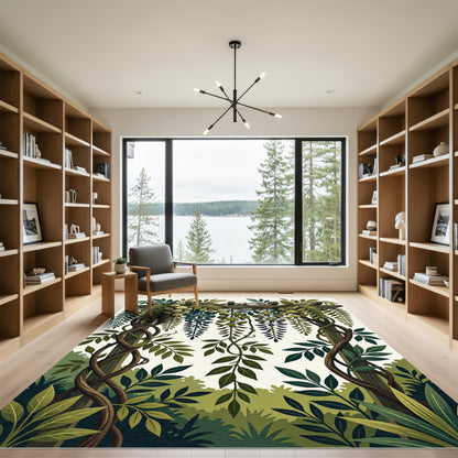 Earthy Wisteria Vine Botanical Trellis Rug