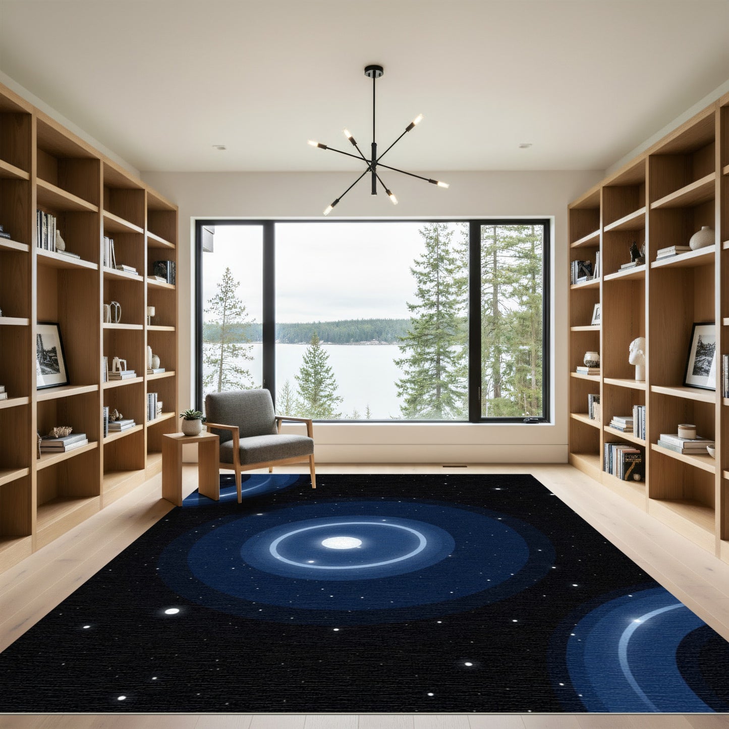 Celestial Orbit Blue Ring Rug