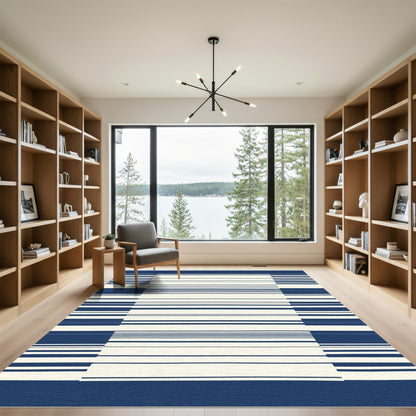 Classic Navy Stripe Composition Rug