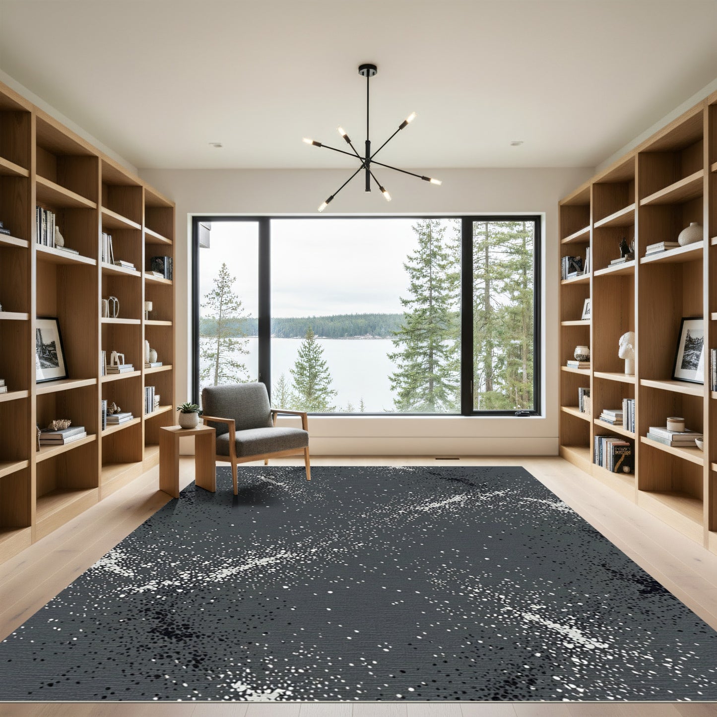 Dark Gray Speckled Galactic Ribbon Rug