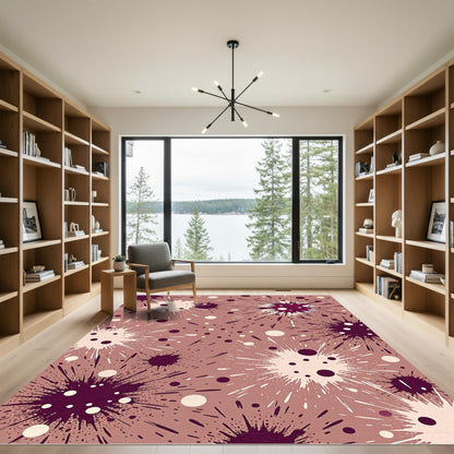 Crimson Splatter Exploding Starburst Rug