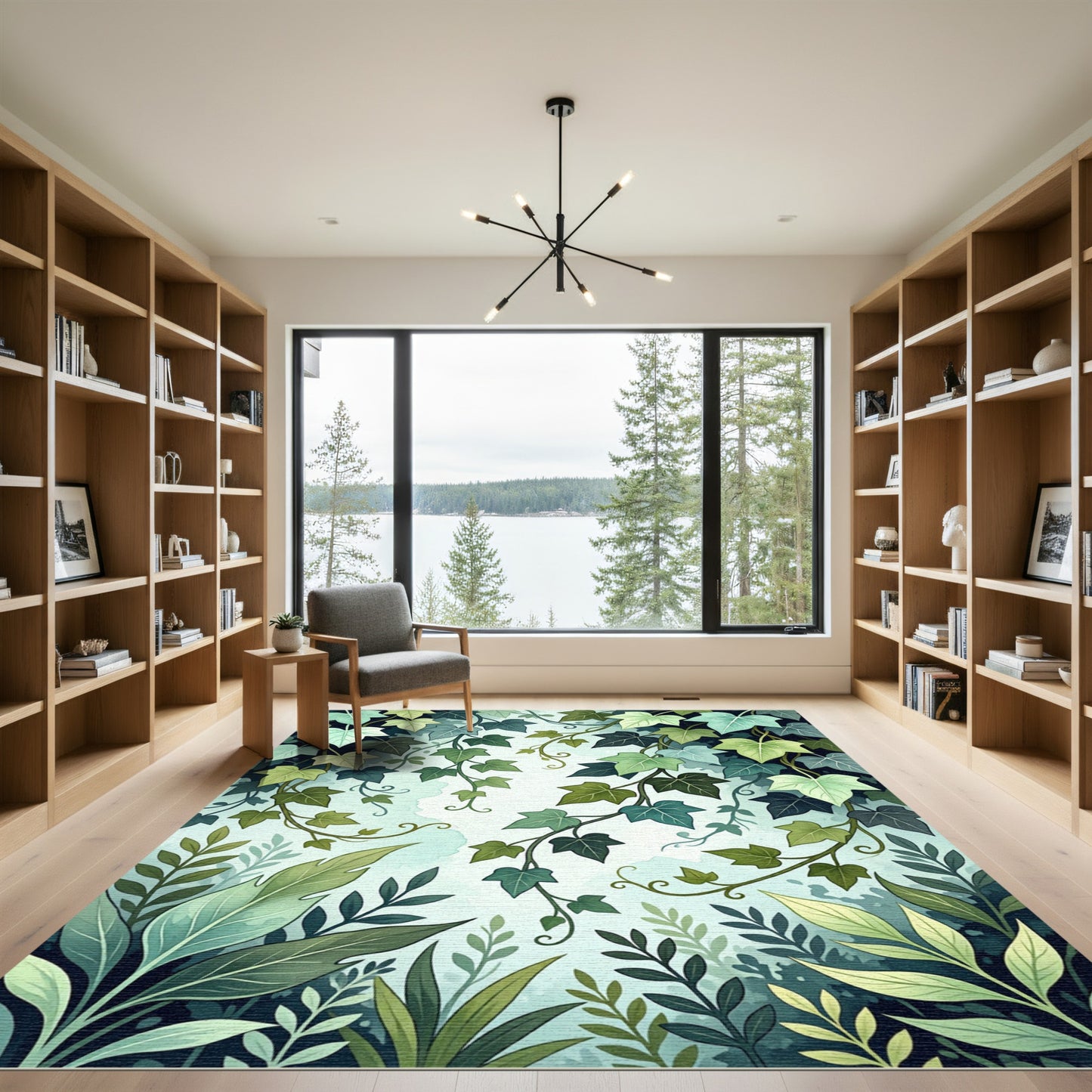 Lush Green Botanical Ivy Foliage Rug