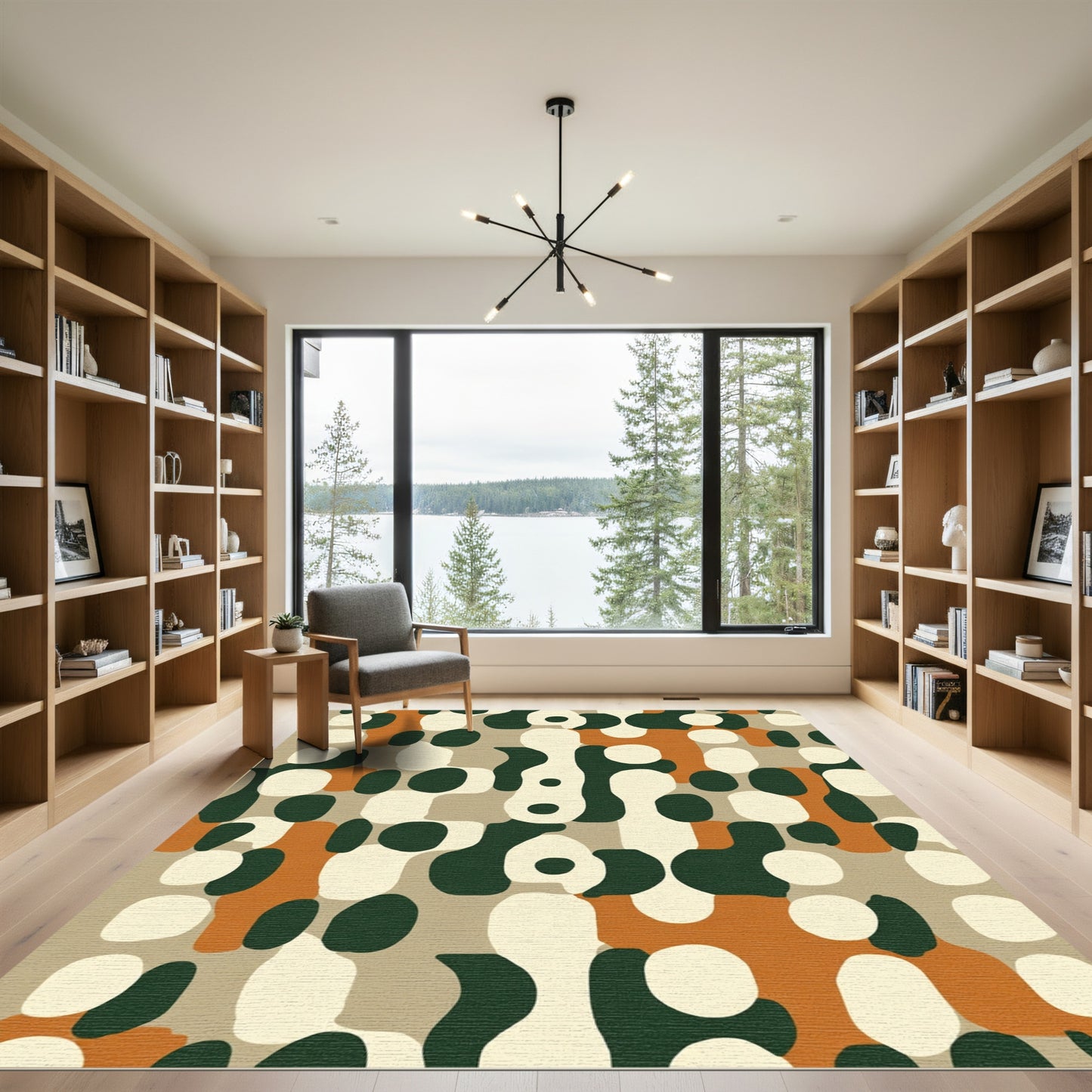 Abstract Organic Camouflage Tan Rug