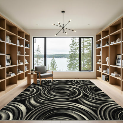 Monochromatic Swirl Rings Rug