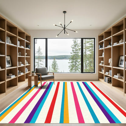 Vibrant Multi Color Striped Rug