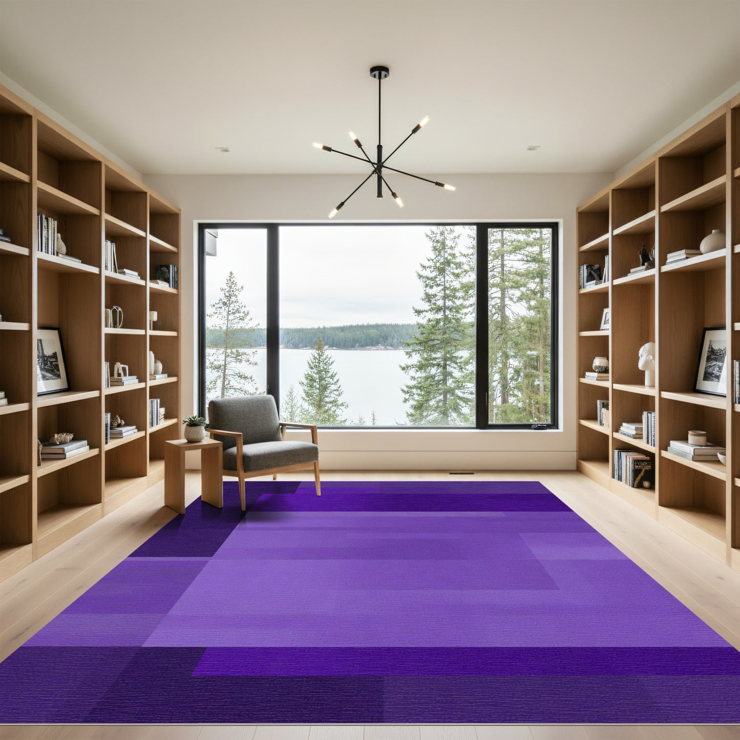 Modern Purple Abstract Geometric Rug