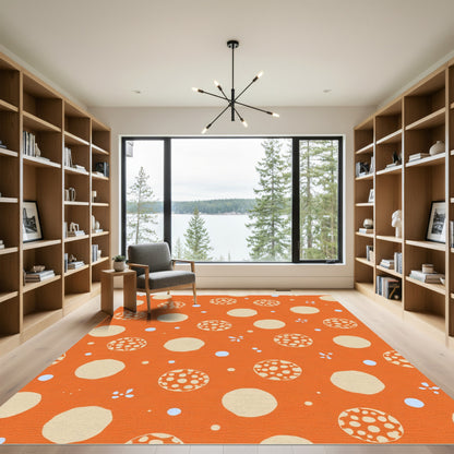 Playful Orange Cream Polka Dot Scatter Rug