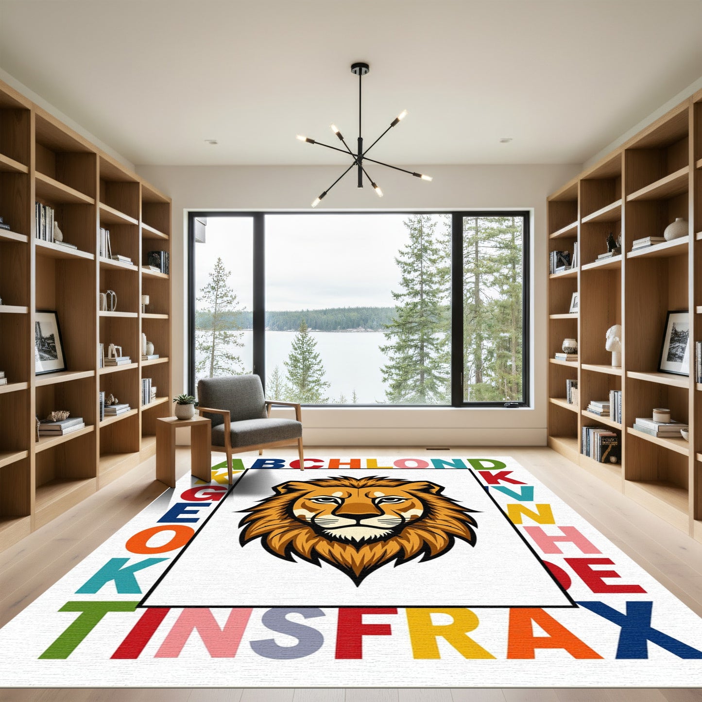 Bold Lion Alphabet Border Rug